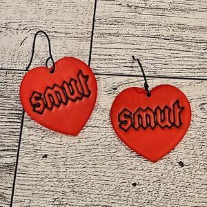 Red Heart Smut Earrings Polymer Clay‎ Handmade Book Reader Valentine's Day